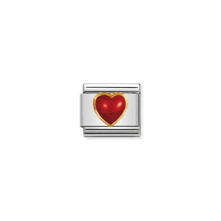 Comp. Classic PIEDRAS DURAS CORAZON en acero y oro de 18k CORAL ROJO