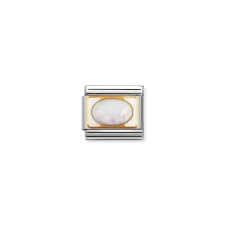 Componible Clasic PIETRE DURE en acero, esmalte y oro 18k OPALO BLANCO