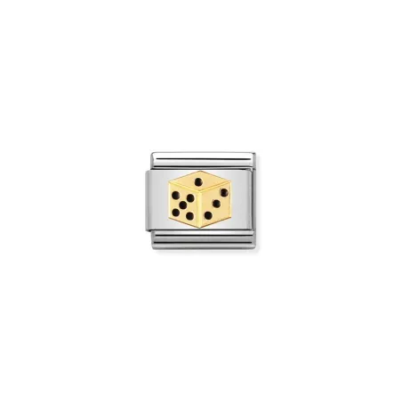 Componible Classic BUENA SUERTE, acero, esmalte y oro de 18k dado