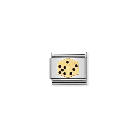 Componible Classic BUENA SUERTE, acero, esmalte y oro de 18k dado