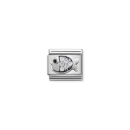 Composable CL SIMBOLOS acero, Cubic Zirc. y plata 925 Pez BLANCO