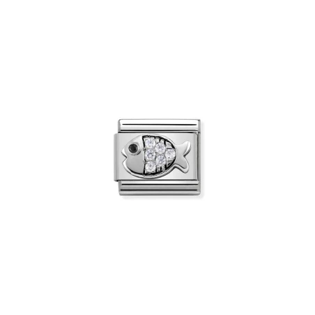 Composable CL SIMBOLOS acero, Cubic Zirc. y plata 925 Pez BLANCO
