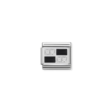 Composable Classic CL SIMBOLOS acero, esmalte, Cubic zirc.y plata 925 Tablero NEGRO