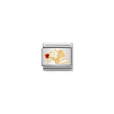Composable Classic LOVE 1 en acero, esmalte y oro 18k Cupido con corazon