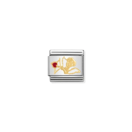 Composable Classic LOVE 1 en acero, esmalte y oro 18k Cupido con corazon