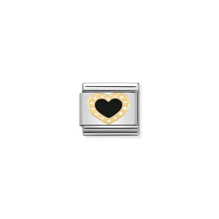 Composable Classic LOVE 2 en acero, esmalte y oro 18K Corazon con bolitas NEGRO