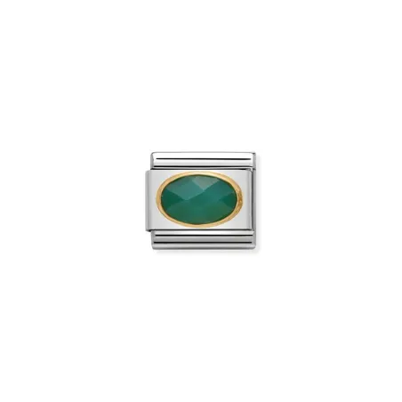 Composable Classic PIEDRAS DURAS OVALADAS en acero y 18k Agata Verde Tallada