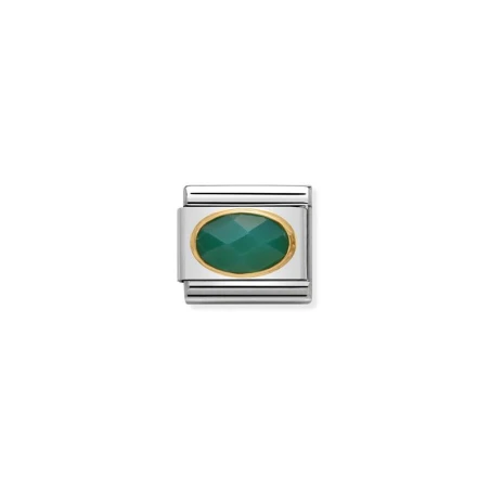 Composable Classic PIEDRAS DURAS OVALADAS en acero y 18k Agata Verde Tallada