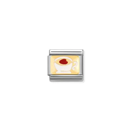 Composable Classic PLACAS acero, esmalte y oro 18k Taza con corazon