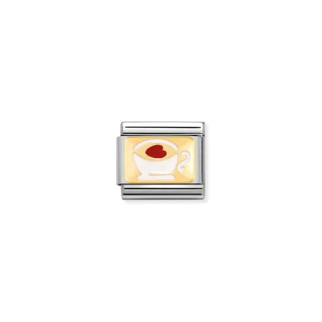 Composable Classic PLACAS acero, esmalte y oro 18k Taza con corazon