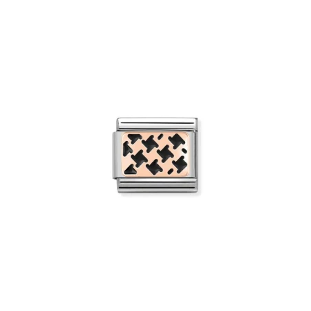 Composable Classic PLACAS acero, esmalte y oro 9k Piedipull NEGRO