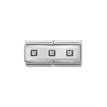 Composable DOUBLE Classic SIMBOLOS acero, circ y plata 925 3 circonitas
