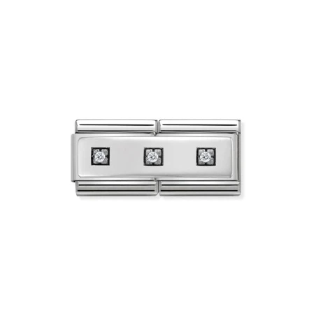 Composable DOUBLE Classic SIMBOLOS acero, circ y plata 925 3 circonitas