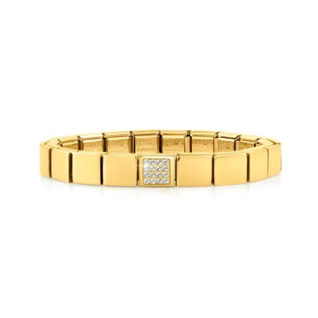 Pulsera GLAM con 1 simbolo acabado ORO AMARILLO Cristales SWAROVSKI BLANCOS