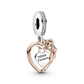 Charm Colgante Pandora Corazón y Flor Rosa 789290C01