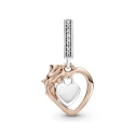 Charm Colgante Pandora Corazón y Flor Rosa 789290C01