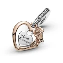 Charm Colgante Pandora Corazón y Flor Rosa 789290C01