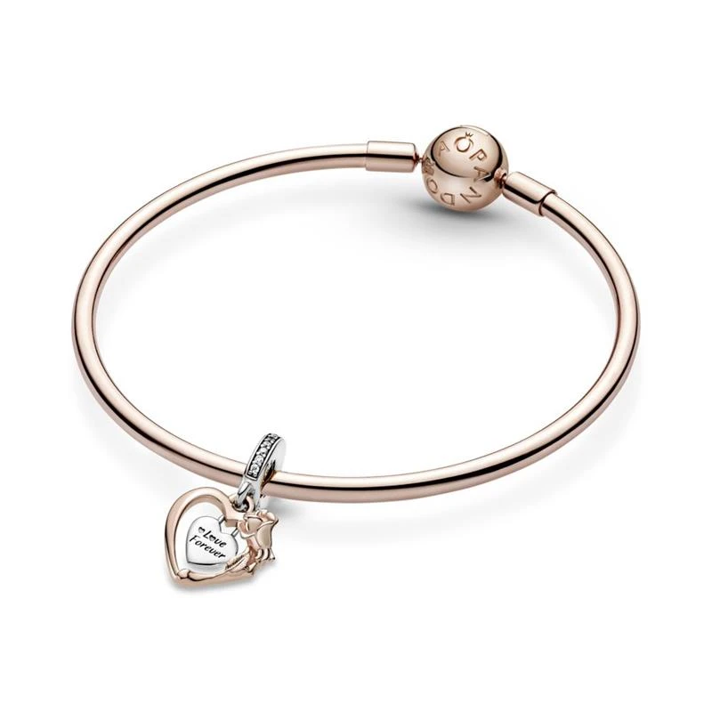 Charm Colgante Pandora Corazón y Flor Rosa 789290C01