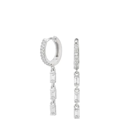 Pendientes Itemporality Mujer Plata Aro y Circonitas baguette colgantes SEA-101-111-UU