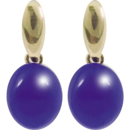 Pendientes Plata Dorada Piedra Azul