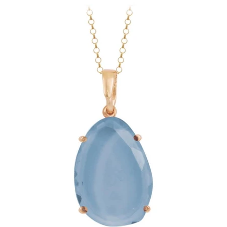 Colgante Plata Dorado Piedra Azul fashion joya