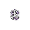 Daisy sterling silver charm with purple and shaded pink enamel