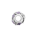 Daisy sterling silver charm with purple and shaded pink enamel