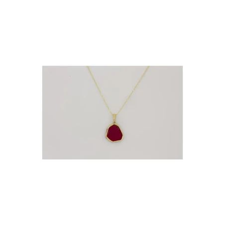Gargantilla Plata Dorada Rubi sintético piedra irregular fashion joya