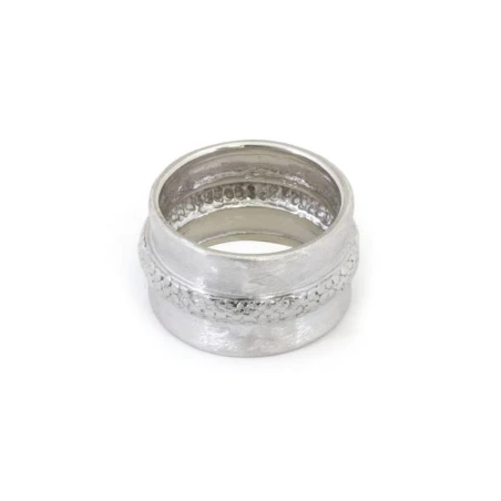 Anillo Plata Mate Ancho etrusco macizo