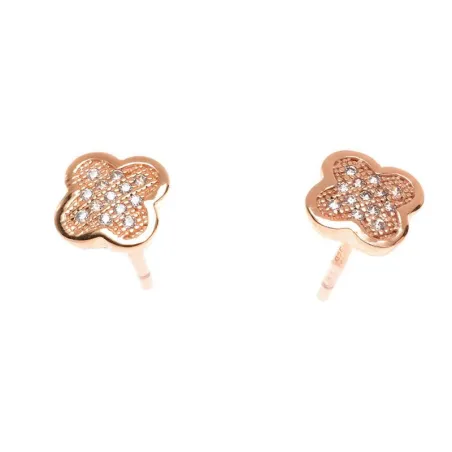 Pendientes Salvatore Mujer Plata Baño Oro Flor y Circonitas 52A0369