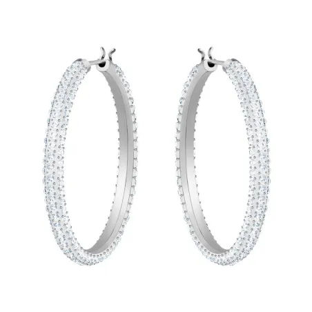 Pendientes Swarovski Stone Mujer Aro Baño Rodio y Cristal Blanco 5389432