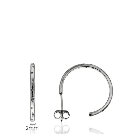 Pendientes Argolla Mujer Plata Baño Rodio y Circonitas Blancas CPA0115-RD-15