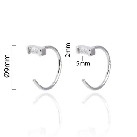 Pendientes Aro Abierto Mujer Plata Baño Rodio y Circonita CPE1093-RD