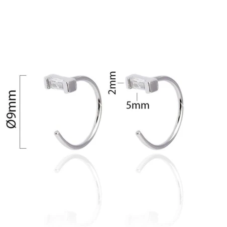 Pendientes Aro Abierto Mujer Plata Baño Rodio y Circonita CPE1093-RD
