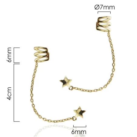 Pendiente Estrella EarCuff Mujer Plata Baño Oro CPE1090-DO