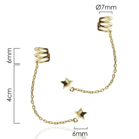 Pendiente Estrella EarCuff Mujer Plata Baño Oro CPE1090-DO