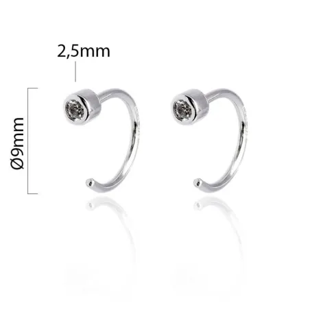 Pendientes Aro Abierto Mujer Plata Baño Rodio y Circonita CPE1094-RD