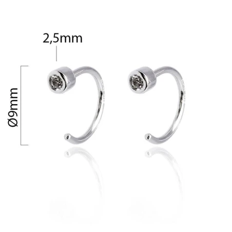 Pendientes Aro Abierto Mujer Plata Baño Rodio y Circonita CPE1094-RD