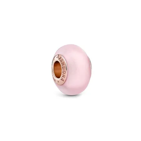 14k Rose gold-plated charm with frosted pink Murano glass