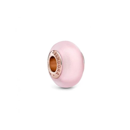 14k Rose gold-plated charm with frosted pink Murano glass