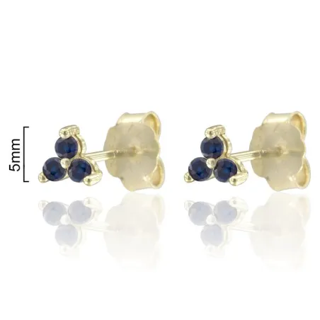 Pendiente Flor Mujer Plata Baño Oro y Circonitas Azul CPE1220-DO-AZ