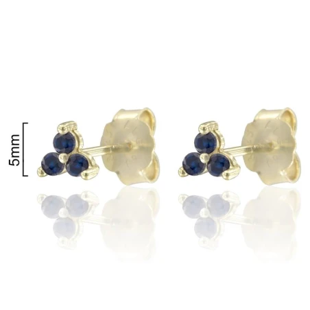 Pendiente Flor Mujer Plata Baño Oro y Circonitas Azul CPE1220-DO-AZ