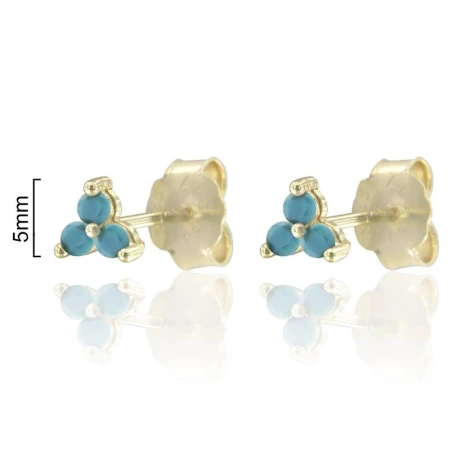 Pendiente Flor Mujer Plata Baño Oro y Circonitas Turquesa CPE1220-DO-TU