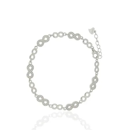 Pulsera Infinitos Mujer Plata Baño Rodio y Circonitas CPU0105