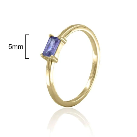 Anillo Mujer Plata Baño Oro y Circonita Amatista CSO0313-DO-AM