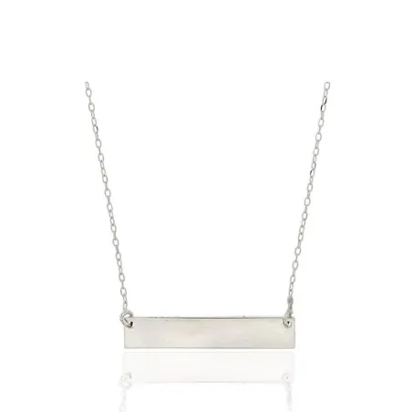 Gargantilla Chapa Rectangular Mujer Plata Baño Rodio PGA0333