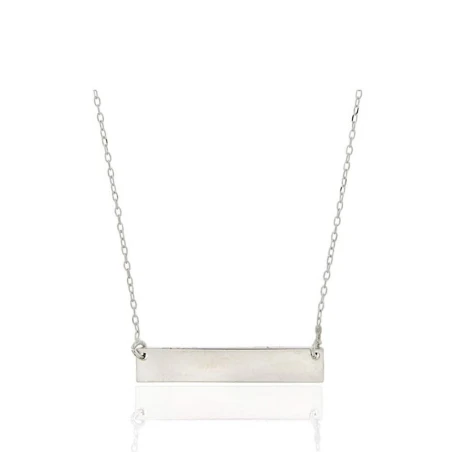 Gargantilla Chapa Rectangular Mujer Plata Baño Rodio PGA0333