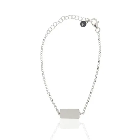 Pulsera Rectángulo Liso Mujer Plata Baño Rodio PPU3993