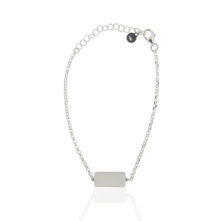 Pulsera Rectángulo Liso Mujer Plata Baño Rodio PPU3993