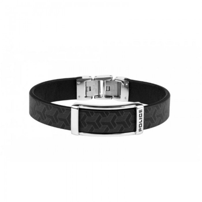 Pulsera Police Jewels Hombre Cuero y Acero Inoxidable S14AQU01B